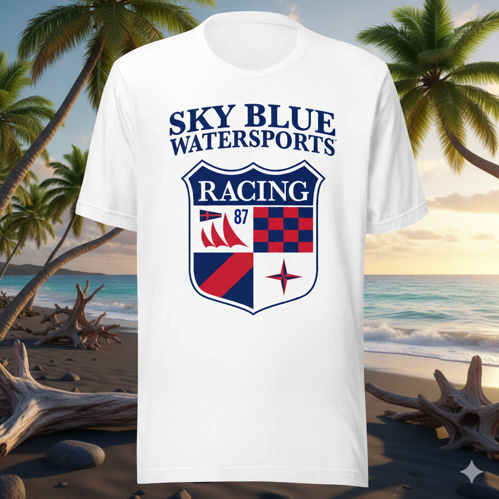 Racing Crest – Heavyweight White T-Shirt
